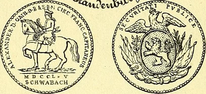 An illustration from Münz-Cabinet. : le cabinet des monnaies du voyageur et du négociant, ou représentation des monnaies courantes des différens pays... recueillies et publiées par Engelmann père et fils... The Traveller's and merchant's cabinet of moneys.., 1835, leaf 35