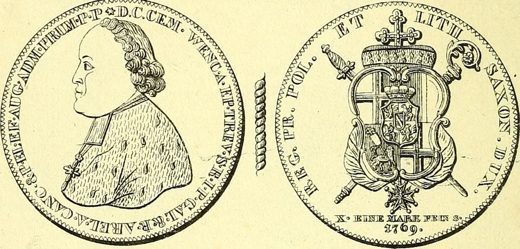 An illustration from Münz-Cabinet. : le cabinet des monnaies du voyageur et du négociant, ou représentation des monnaies courantes des différens pays... recueillies et publiées par Engelmann père et fils... The Traveller's and merchant's cabinet of moneys.., 1835, leaf 35