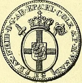 An illustration from Münz-Cabinet. : le cabinet des monnaies du voyageur et du négociant, ou représentation des monnaies courantes des différens pays... recueillies et publiées par Engelmann père et fils... The Traveller's and merchant's cabinet of moneys.., 1835, leaf 37