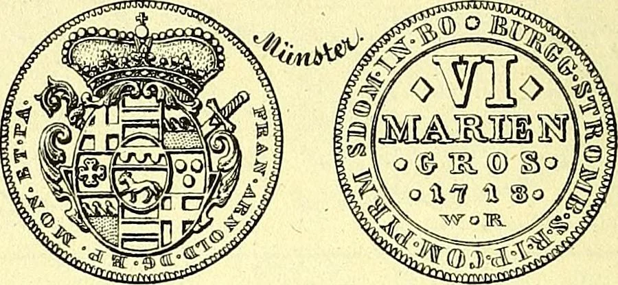 An illustration from Münz-Cabinet. : le cabinet des monnaies du voyageur et du négociant, ou représentation des monnaies courantes des différens pays... recueillies et publiées par Engelmann père et fils... The Traveller's and merchant's cabinet of moneys.., 1835, leaf 39