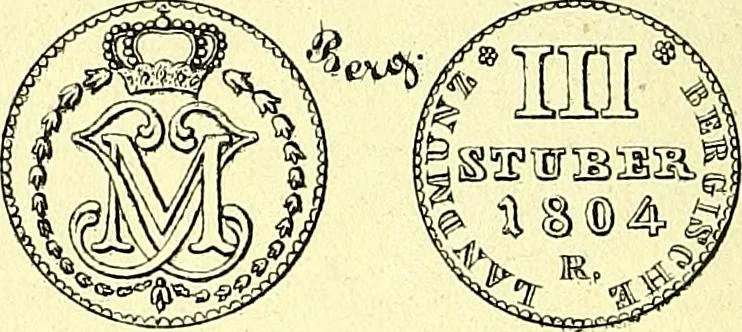 An illustration from Münz-Cabinet. : le cabinet des monnaies du voyageur et du négociant, ou représentation des monnaies courantes des différens pays... recueillies et publiées par Engelmann père et fils... The Traveller's and merchant's cabinet of moneys.., 1835, leaf 39