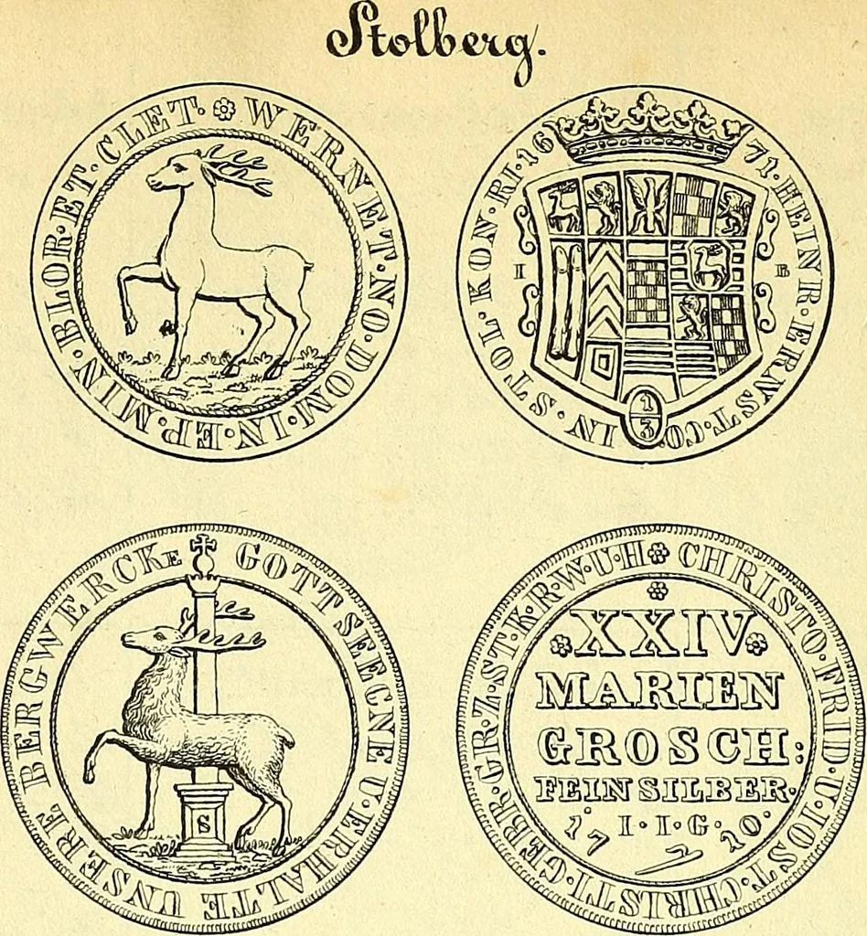 An illustration from Münz-Cabinet. : le cabinet des monnaies du voyageur et du négociant, ou représentation des monnaies courantes des différens pays... recueillies et publiées par Engelmann père et fils... The Traveller's and merchant's cabinet of moneys.., 1835, leaf 41