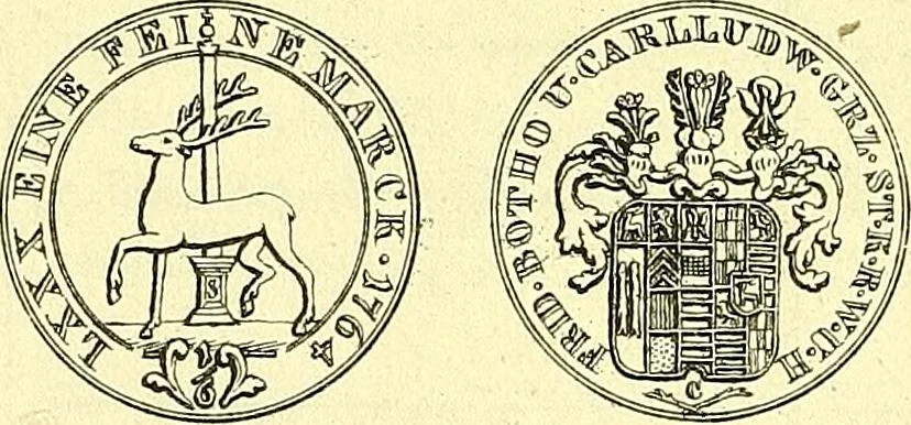 An illustration from Münz-Cabinet. : le cabinet des monnaies du voyageur et du négociant, ou représentation des monnaies courantes des différens pays... recueillies et publiées par Engelmann père et fils... The Traveller's and merchant's cabinet of moneys.., 1835, leaf 41