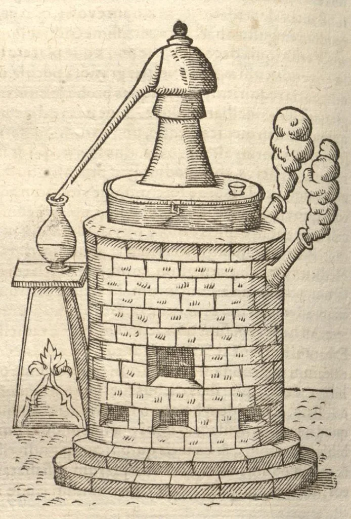 An illustration from Petri Matthioli ... Opera quae extant òmnia, hoc est, Commentarii in VI. libros Pedacii Dioscoridis Anazarbei De medica materia : adjectis in margine variis Graeci testus lectionibus, ex antiquissimis codicibus desumptis, qui Dioscorides depravatam lectionem restituunt / a Casparo Bauhino ... post diversarum editionum collationem infinitis locis aucti. Synonymiis quoq. plantarum et notis illustrati. Adjectis plantarum iconibus, supra priores editiones plus quàm trecentis : (quarum quamplurimae hic primùm describuntur) ad vivum delinatis. De ratione distillandi aquas ex omnibus plantis : et quomodo genuini odores in ipsis aquis conservari possint. Item, Apologia in Amatum Lusitanum, cum censura in ejusdem Enarrationes. Epistolarum medicinalium libri quinque. Dialogus De morbo Gallico. Cum locupletissimis indicibus, tum ad rem herbariam, tum medicamentariam pertinentibus., 1674, leaf 1154