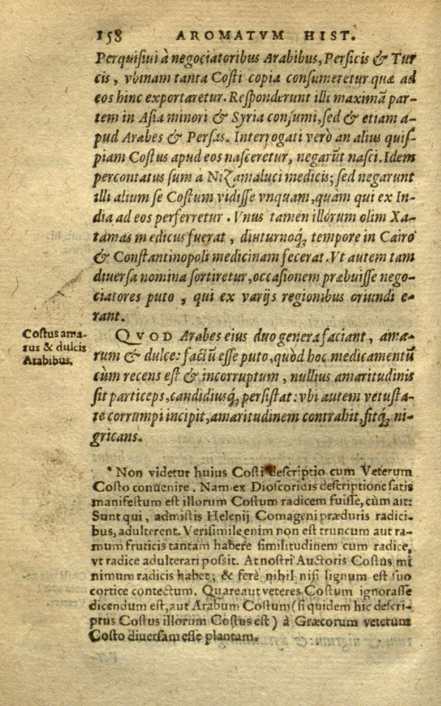 An illustration from Aromatum, et simplicium aliquot medicamentorum apud Indos nascentium historia ?ante biennium quidem Lusitanica linqua per dialogos conscripta /D. Garcia ab Horto, proregis Indie? medico, auctore ? nunc vero? primu?m Latina facta, & in epitomen contracta a? Carolo Clusio Atrebate., 1567, leaf 158