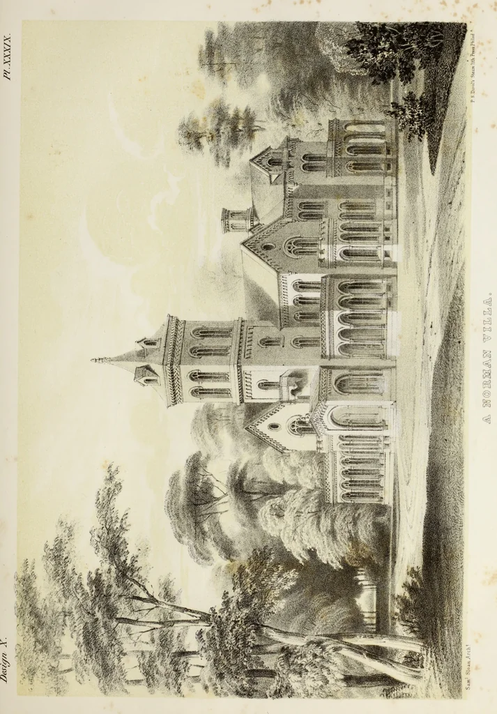 An illustration from The model architect : a series of original designs for cottages, villas, suburban residences, etc., accompanied by explanations, specifications, estimates, and elaborate details : prepared expressly for the use of projectors and artisans throughout the United States, 1852, leaf 106