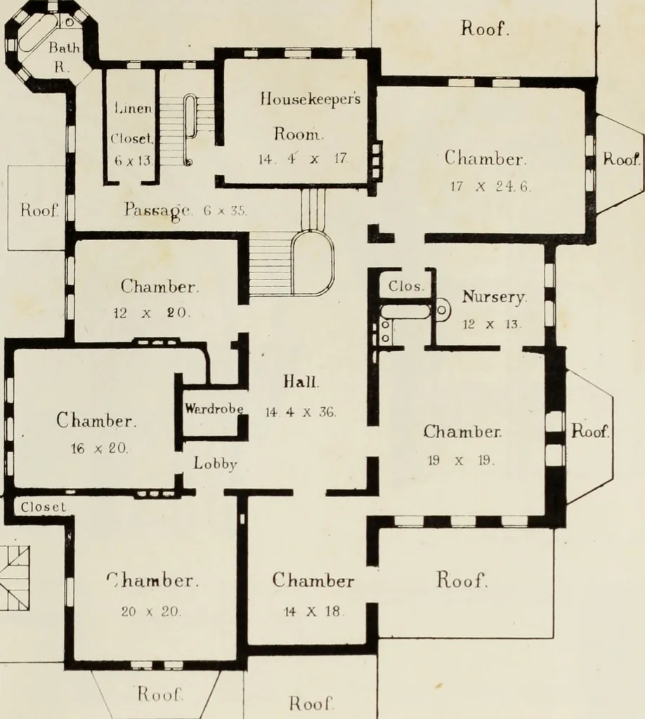 An illustration from The model architect : a series of original designs for cottages, villas, suburban residences, etc., accompanied by explanations, specifications, estimates, and elaborate details : prepared expressly for the use of projectors and artisans throughout the United States, 1852, leaf 108