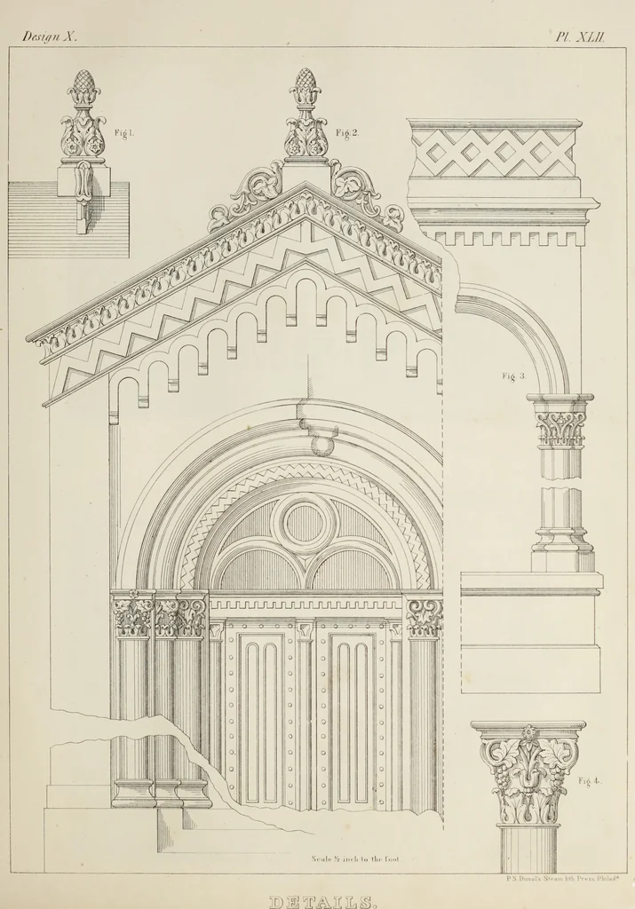 An illustration from The model architect : a series of original designs for cottages, villas, suburban residences, etc., accompanied by explanations, specifications, estimates, and elaborate details : prepared expressly for the use of projectors and artisans throughout the United States, 1852, leaf 112