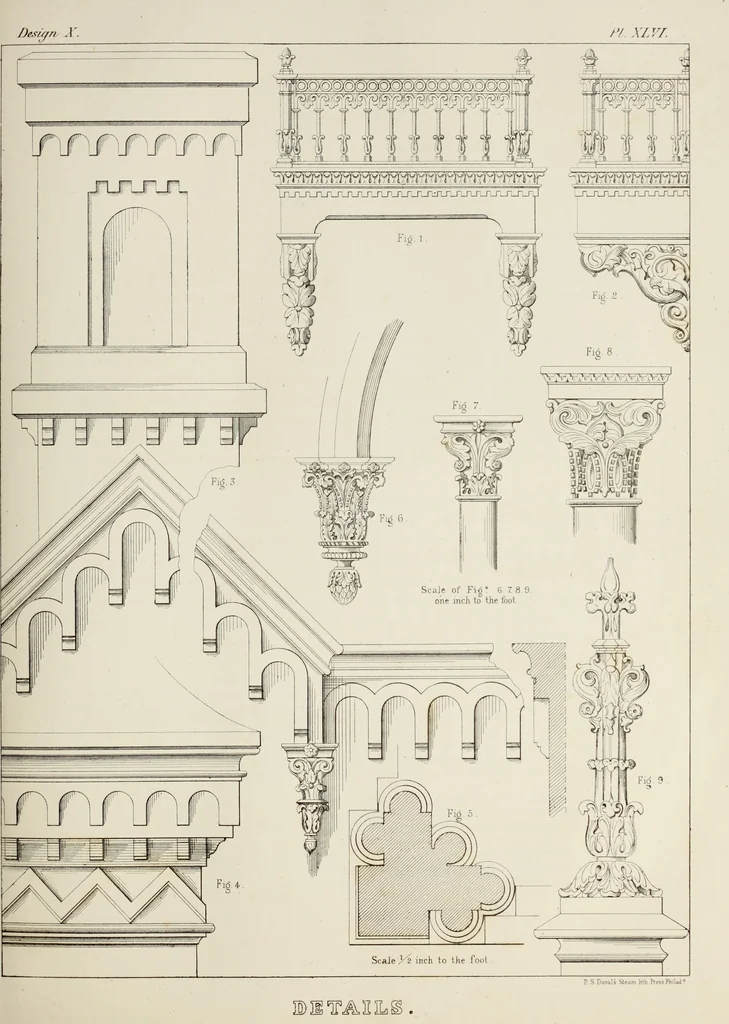 An illustration from The model architect : a series of original designs for cottages, villas, suburban residences, etc., accompanied by explanations, specifications, estimates, and elaborate details : prepared expressly for the use of projectors and artisans throughout the United States, 1852, leaf 118