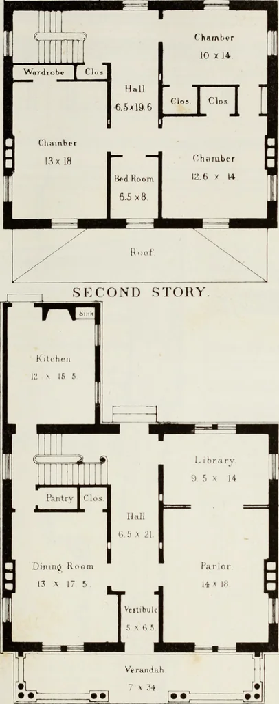 An illustration from The model architect : a series of original designs for cottages, villas, suburban residences, etc., accompanied by explanations, specifications, estimates, and elaborate details : prepared expressly for the use of projectors and artisans throughout the United States, 1852, leaf 132