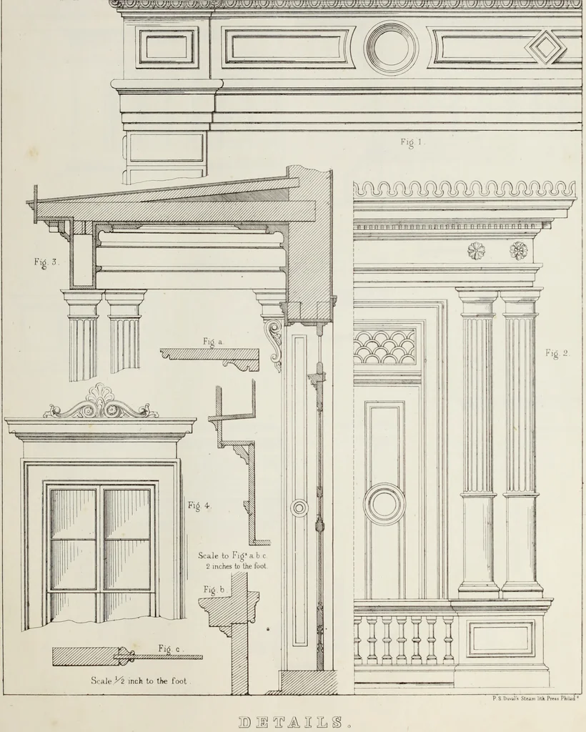 An illustration from The model architect : a series of original designs for cottages, villas, suburban residences, etc., accompanied by explanations, specifications, estimates, and elaborate details : prepared expressly for the use of projectors and artisans throughout the United States, 1852, leaf 134