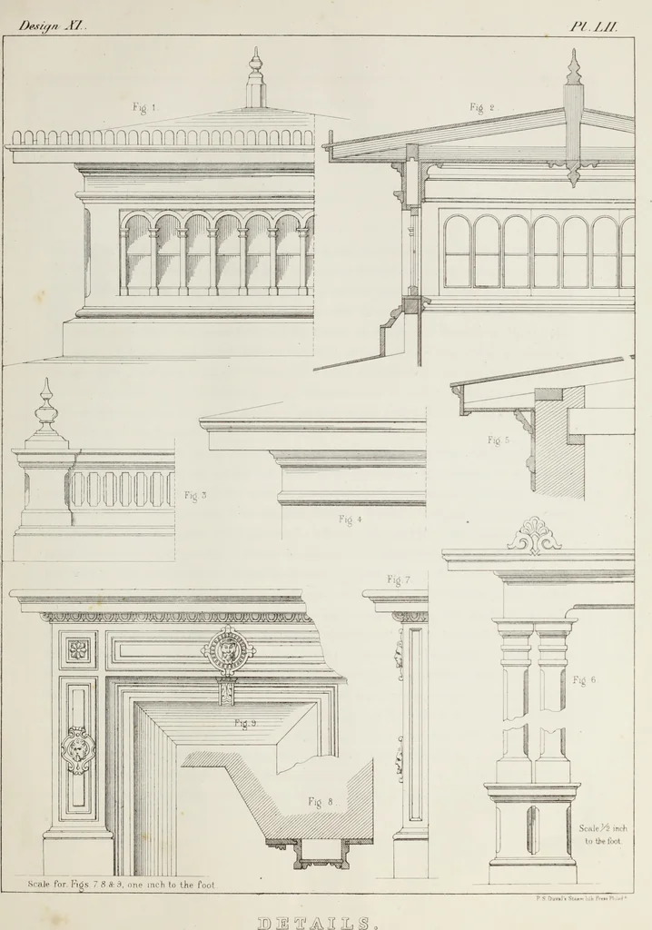 An illustration from The model architect : a series of original designs for cottages, villas, suburban residences, etc., accompanied by explanations, specifications, estimates, and elaborate details : prepared expressly for the use of projectors and artisans throughout the United States, 1852, leaf 136