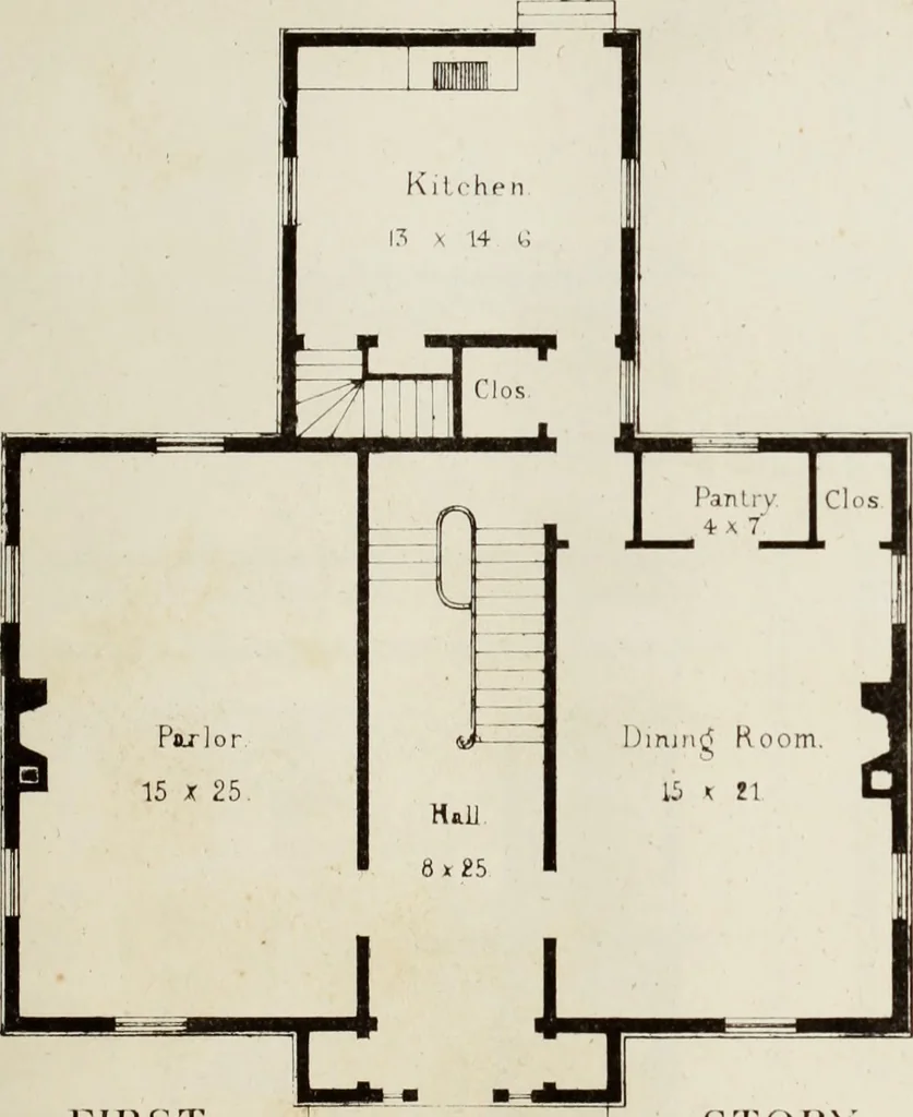 An illustration from The model architect : a series of original designs for cottages, villas, suburban residences, etc., accompanied by explanations, specifications, estimates, and elaborate details : prepared expressly for the use of projectors and artisans throughout the United States, 1852, leaf 144