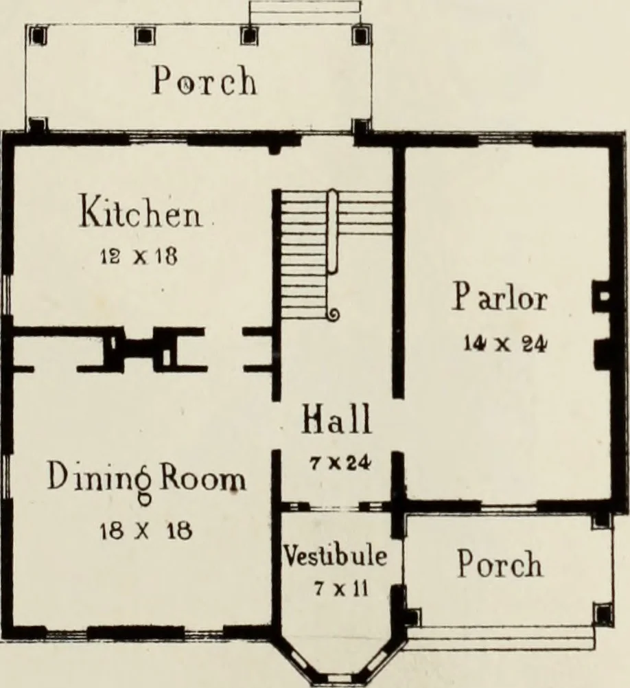 An illustration from The model architect : a series of original designs for cottages, villas, suburban residences, etc., accompanied by explanations, specifications, estimates, and elaborate details : prepared expressly for the use of projectors and artisans throughout the United States, 1852, leaf 156