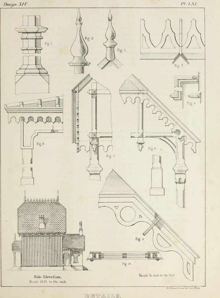 An illustration from The model architect : a series of original designs for cottages, villas, suburban residences, etc., accompanied by explanations, specifications, estimates, and elaborate details : prepared expressly for the use of projectors and artisans throughout the United States, 1852, leaf 160