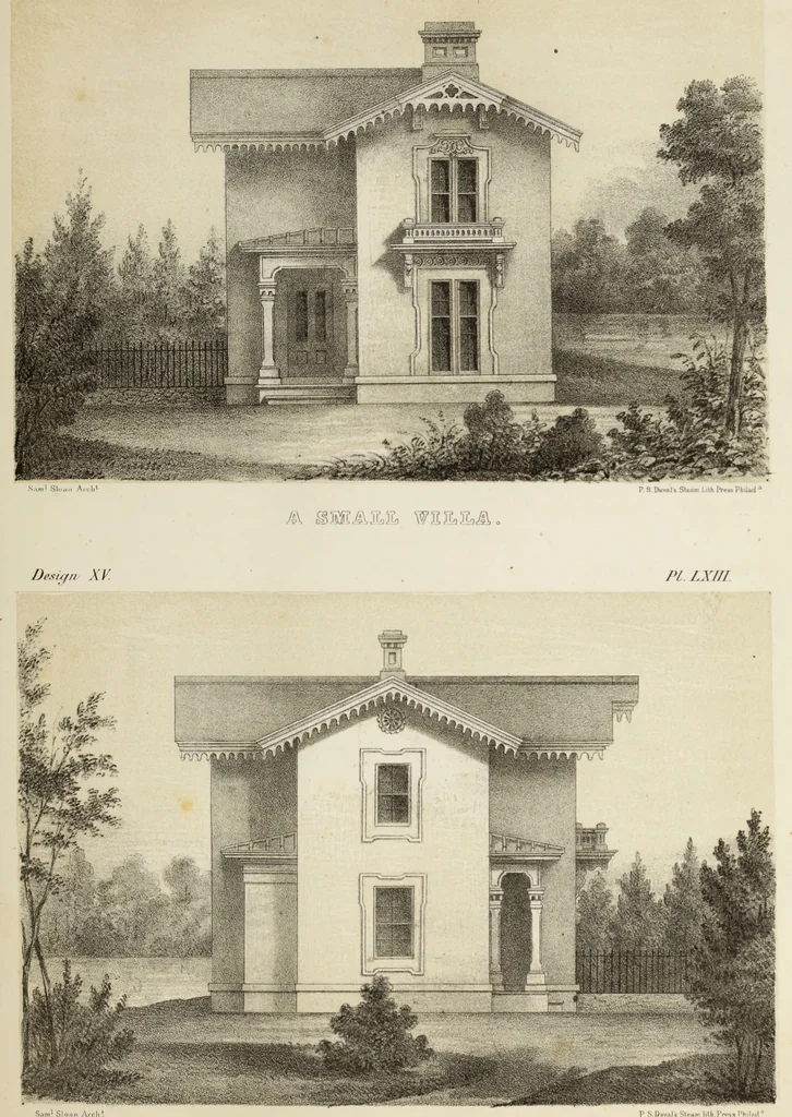 An illustration from The model architect : a series of original designs for cottages, villas, suburban residences, etc., accompanied by explanations, specifications, estimates, and elaborate details : prepared expressly for the use of projectors and artisans throughout the United States, 1852, leaf 164