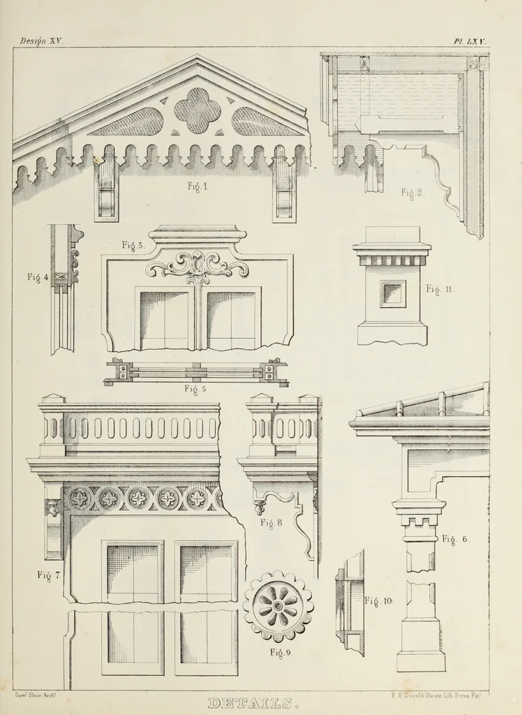 An illustration from The model architect : a series of original designs for cottages, villas, suburban residences, etc., accompanied by explanations, specifications, estimates, and elaborate details : prepared expressly for the use of projectors and artisans throughout the United States, 1852, leaf 168