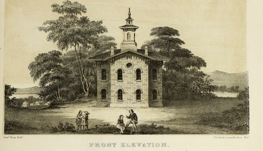 An illustration from The model architect : a series of original designs for cottages, villas, suburban residences, etc., accompanied by explanations, specifications, estimates, and elaborate details : prepared expressly for the use of projectors and artisans throughout the United States, 1852, leaf 176