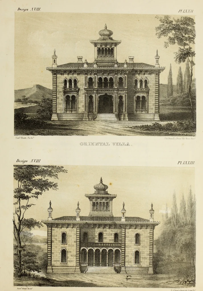 An illustration from The model architect : a series of original designs for cottages, villas, suburban residences, etc., accompanied by explanations, specifications, estimates, and elaborate details : prepared expressly for the use of projectors and artisans throughout the United States, 1852, leaf 188
