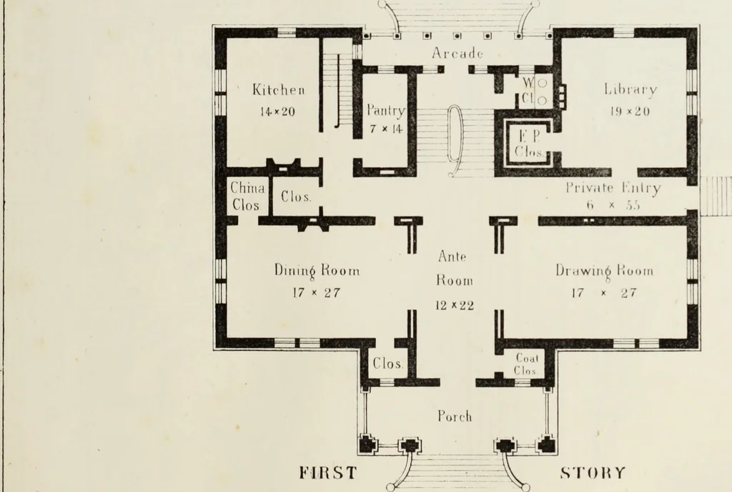 An illustration from The model architect : a series of original designs for cottages, villas, suburban residences, etc., accompanied by explanations, specifications, estimates, and elaborate details : prepared expressly for the use of projectors and artisans throughout the United States, 1852, leaf 190
