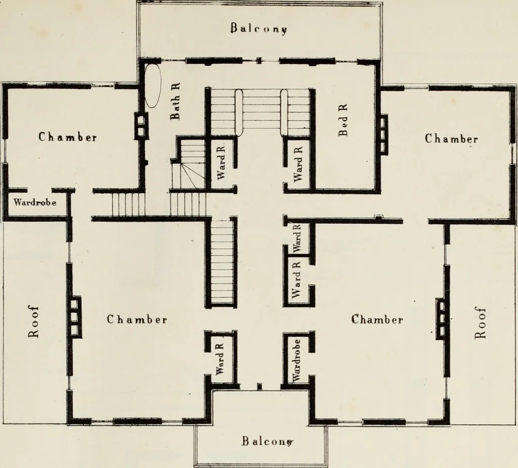An illustration from The model architect : a series of original designs for cottages, villas, suburban residences, etc., accompanied by explanations, specifications, estimates, and elaborate details : prepared expressly for the use of projectors and artisans throughout the United States, 1852, leaf 20