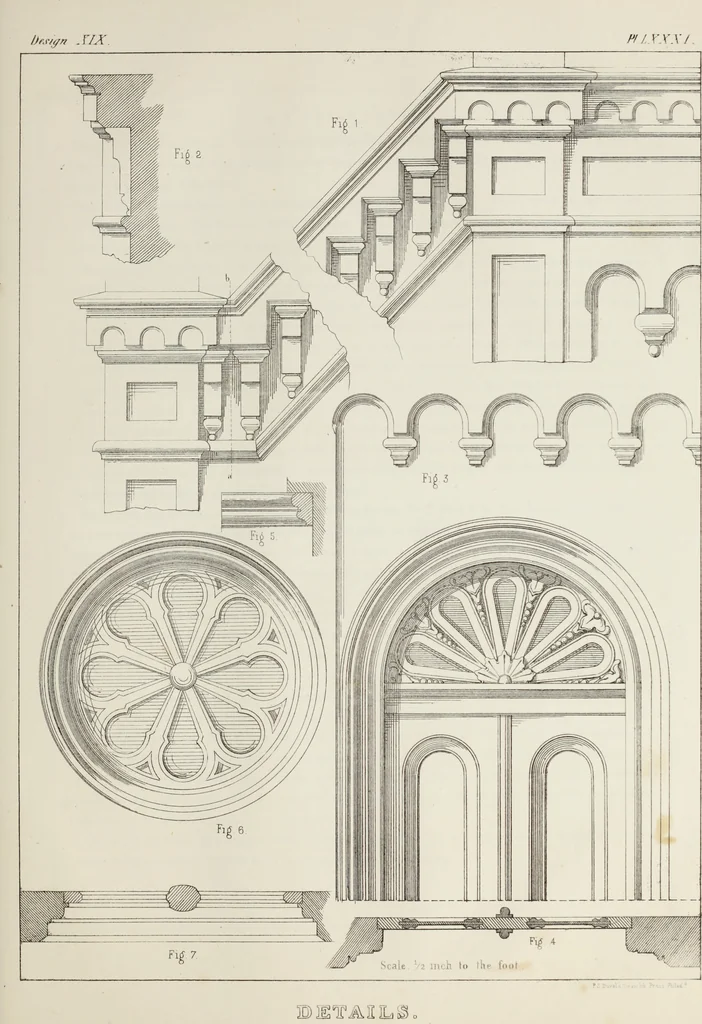 An illustration from The model architect : a series of original designs for cottages, villas, suburban residences, etc., accompanied by explanations, specifications, estimates, and elaborate details : prepared expressly for the use of projectors and artisans throughout the United States, 1852, leaf 210