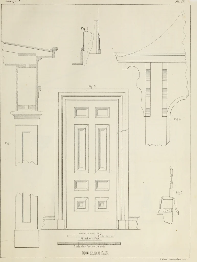 An illustration from The model architect : a series of original designs for cottages, villas, suburban residences, etc., accompanied by explanations, specifications, estimates, and elaborate details : prepared expressly for the use of projectors and artisans throughout the United States, 1852, leaf 22