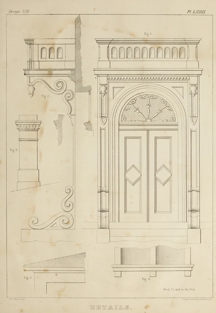 An illustration from The model architect : a series of original designs for cottages, villas, suburban residences, etc., accompanied by explanations, specifications, estimates, and elaborate details : prepared expressly for the use of projectors and artisans throughout the United States, 1852, leaf 228