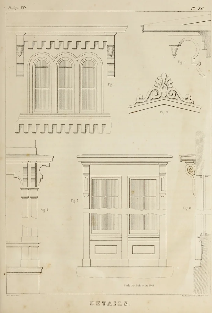 An illustration from The model architect : a series of original designs for cottages, villas, suburban residences, etc., accompanied by explanations, specifications, estimates, and elaborate details : prepared expressly for the use of projectors and artisans throughout the United States, 1852, leaf 230