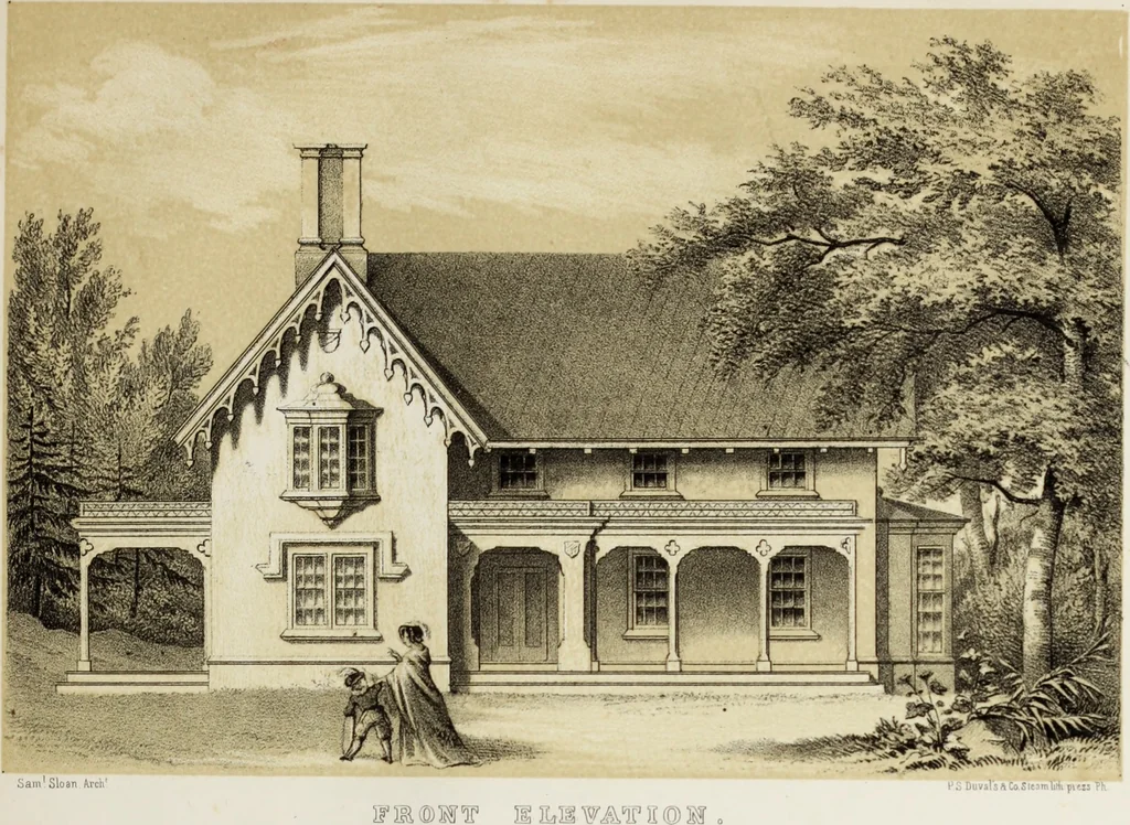 An illustration from The model architect : a series of original designs for cottages, villas, suburban residences, etc., accompanied by explanations, specifications, estimates, and elaborate details : prepared expressly for the use of projectors and artisans throughout the United States, 1852, leaf 236