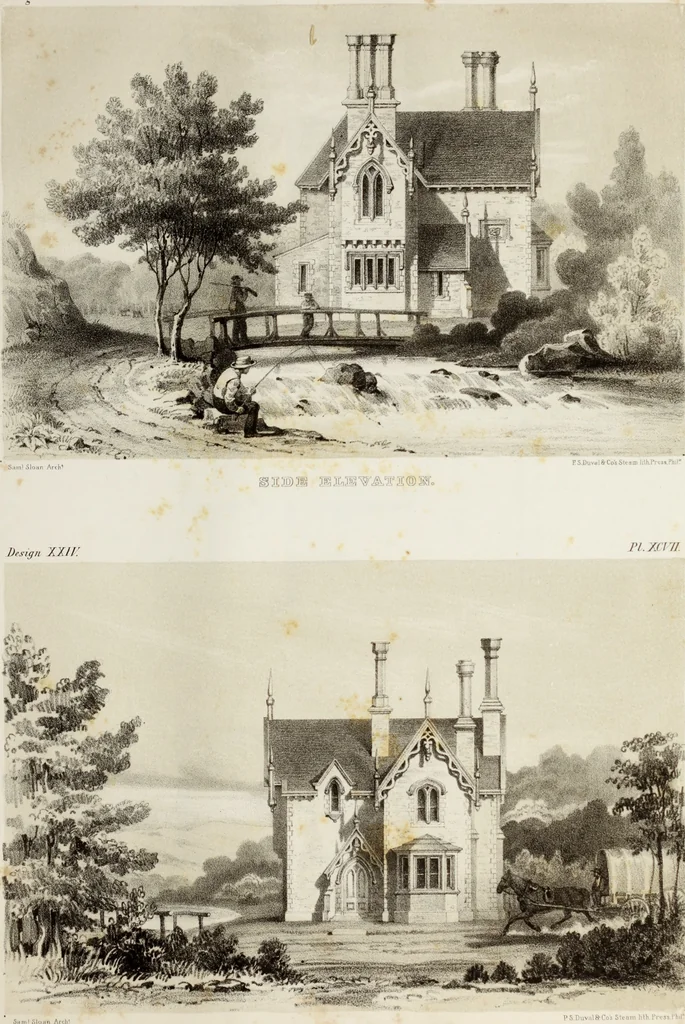 An illustration from The model architect : a series of original designs for cottages, villas, suburban residences, etc., accompanied by explanations, specifications, estimates, and elaborate details : prepared expressly for the use of projectors and artisans throughout the United States, 1852, leaf 250