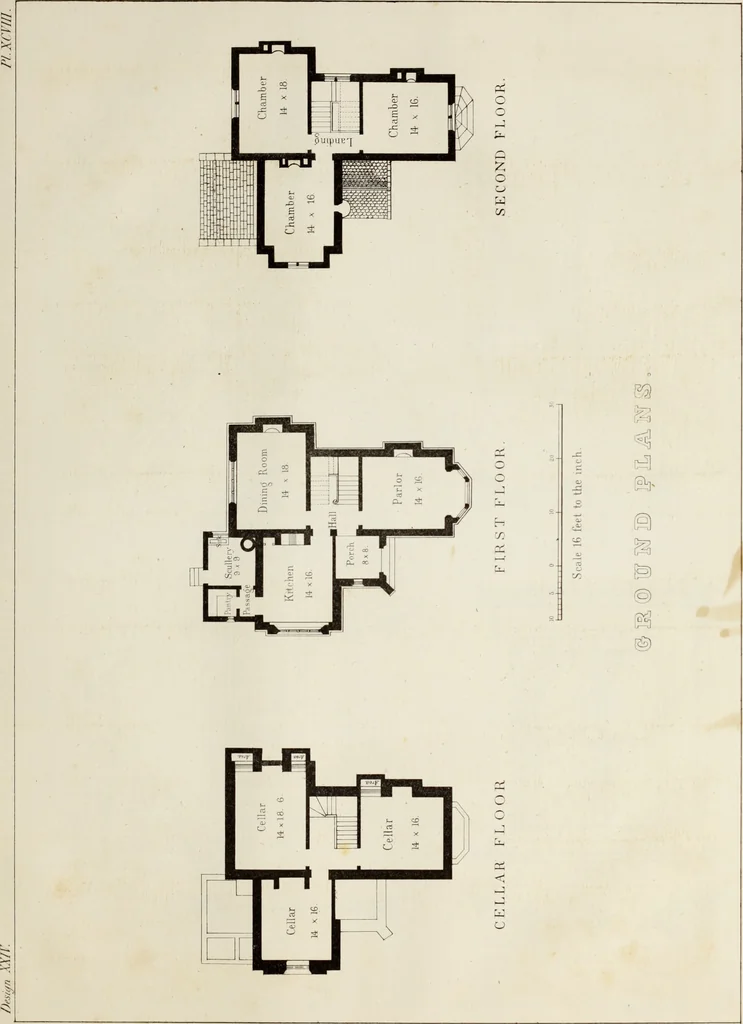 An illustration from The model architect : a series of original designs for cottages, villas, suburban residences, etc., accompanied by explanations, specifications, estimates, and elaborate details : prepared expressly for the use of projectors and artisans throughout the United States, 1852, leaf 252