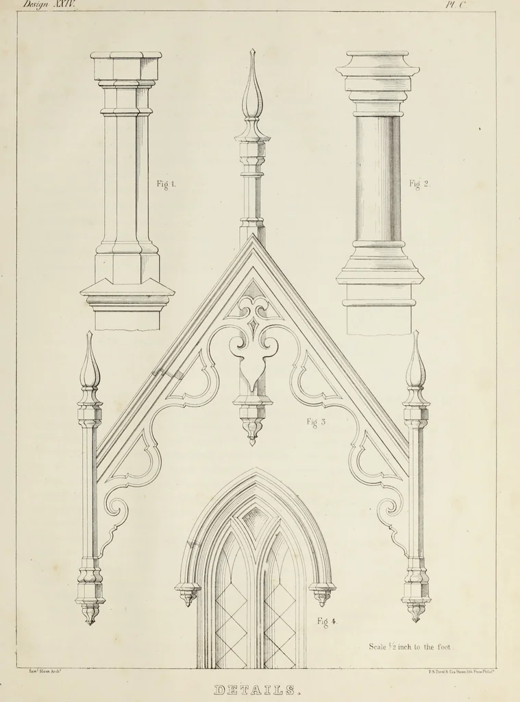 An illustration from The model architect : a series of original designs for cottages, villas, suburban residences, etc., accompanied by explanations, specifications, estimates, and elaborate details : prepared expressly for the use of projectors and artisans throughout the United States, 1852, leaf 256