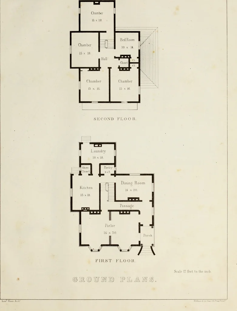 An illustration from The model architect : a series of original designs for cottages, villas, suburban residences, etc., accompanied by explanations, specifications, estimates, and elaborate details : prepared expressly for the use of projectors and artisans throughout the United States, 1852, leaf 262