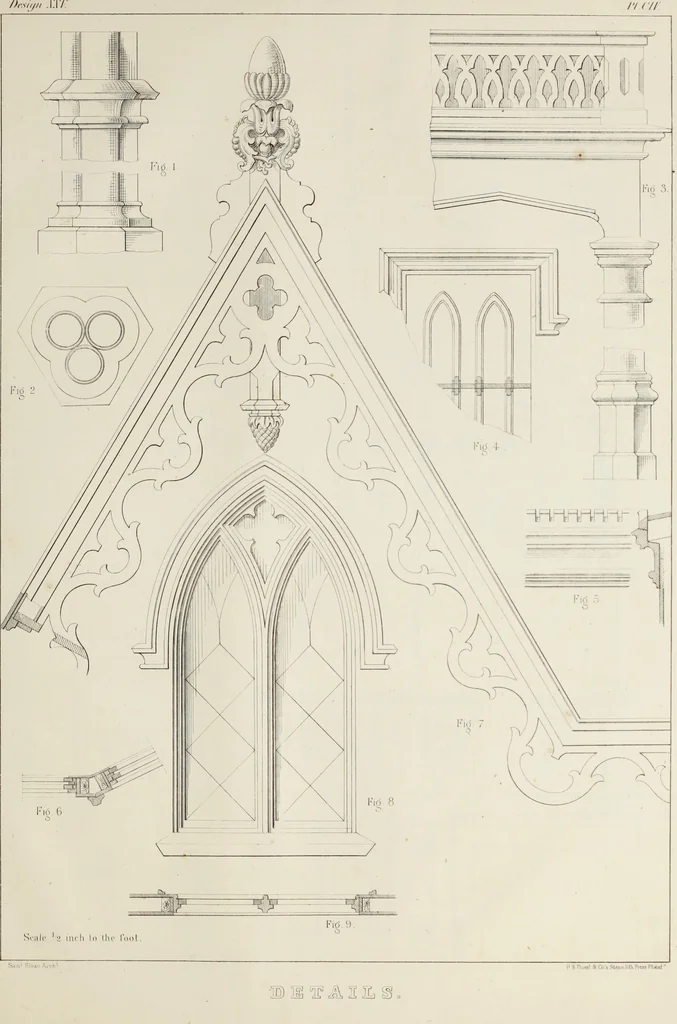 An illustration from The model architect : a series of original designs for cottages, villas, suburban residences, etc., accompanied by explanations, specifications, estimates, and elaborate details : prepared expressly for the use of projectors and artisans throughout the United States, 1852, leaf 264