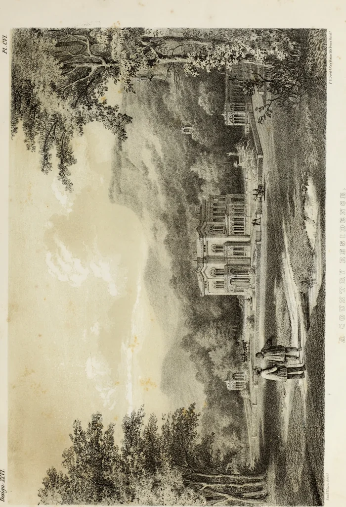 An illustration from The model architect : a series of original designs for cottages, villas, suburban residences, etc., accompanied by explanations, specifications, estimates, and elaborate details : prepared expressly for the use of projectors and artisans throughout the United States, 1852, leaf 270