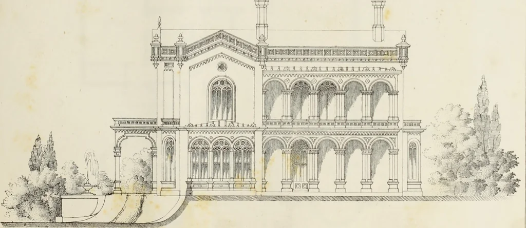 An illustration from The model architect : a series of original designs for cottages, villas, suburban residences, etc., accompanied by explanations, specifications, estimates, and elaborate details : prepared expressly for the use of projectors and artisans throughout the United States, 1852, leaf 272