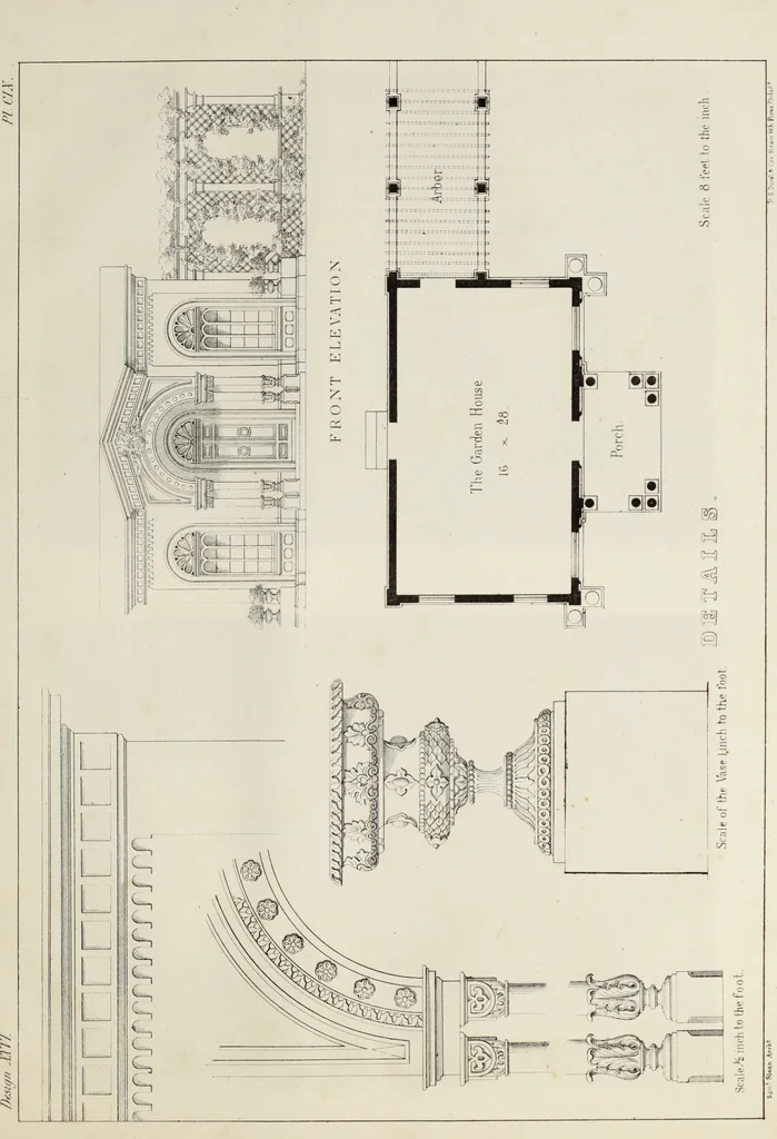 An illustration from The model architect : a series of original designs for cottages, villas, suburban residences, etc., accompanied by explanations, specifications, estimates, and elaborate details : prepared expressly for the use of projectors and artisans throughout the United States, 1852, leaf 274