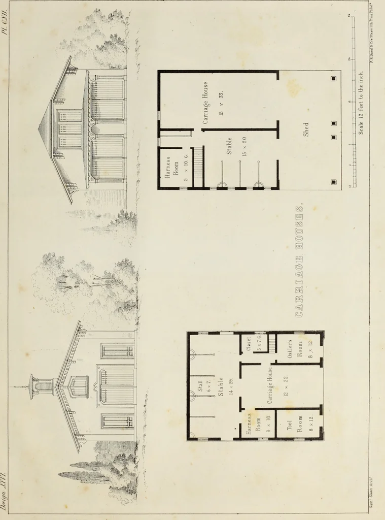 An illustration from The model architect : a series of original designs for cottages, villas, suburban residences, etc., accompanied by explanations, specifications, estimates, and elaborate details : prepared expressly for the use of projectors and artisans throughout the United States, 1852, leaf 278