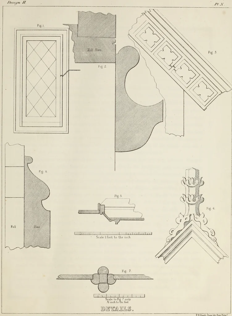 An illustration from The model architect : a series of original designs for cottages, villas, suburban residences, etc., accompanied by explanations, specifications, estimates, and elaborate details : prepared expressly for the use of projectors and artisans throughout the United States, 1852, leaf 38