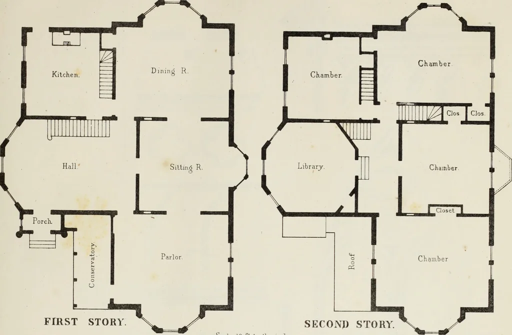 An illustration from The model architect : a series of original designs for cottages, villas, suburban residences, etc., accompanied by explanations, specifications, estimates, and elaborate details : prepared expressly for the use of projectors and artisans throughout the United States, 1852, leaf 46