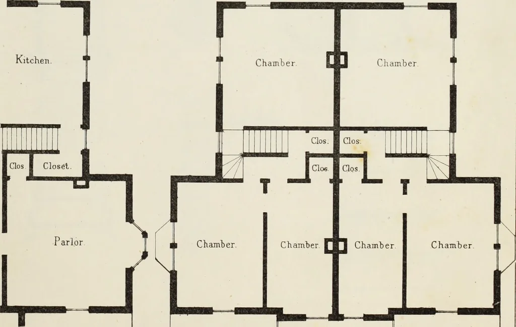 An illustration from The model architect : a series of original designs for cottages, villas, suburban residences, etc., accompanied by explanations, specifications, estimates, and elaborate details : prepared expressly for the use of projectors and artisans throughout the United States, 1852, leaf 46