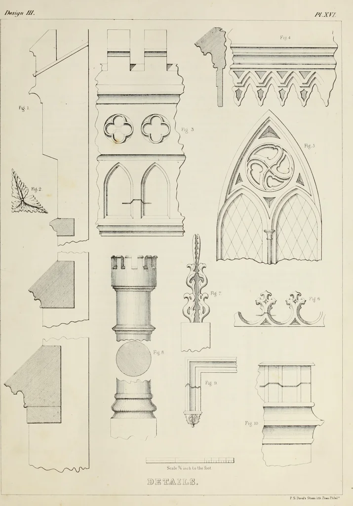 An illustration from The model architect : a series of original designs for cottages, villas, suburban residences, etc., accompanied by explanations, specifications, estimates, and elaborate details : prepared expressly for the use of projectors and artisans throughout the United States, 1852, leaf 48