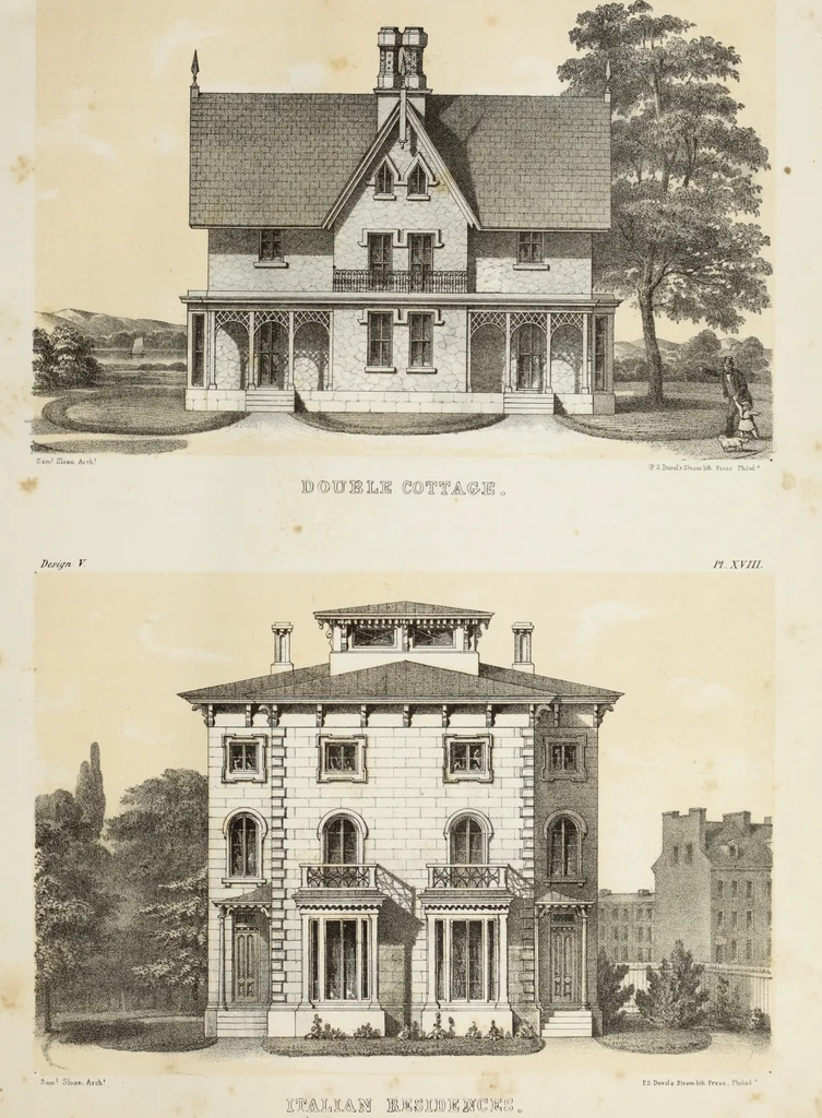 An illustration from The model architect : a series of original designs for cottages, villas, suburban residences, etc., accompanied by explanations, specifications, estimates, and elaborate details : prepared expressly for the use of projectors and artisans throughout the United States, 1852, leaf 54