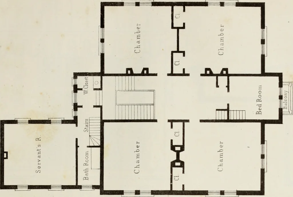 An illustration from The model architect : a series of original designs for cottages, villas, suburban residences, etc., accompanied by explanations, specifications, estimates, and elaborate details : prepared expressly for the use of projectors and artisans throughout the United States, 1852, leaf 64