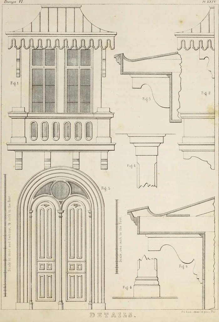 An illustration from The model architect : a series of original designs for cottages, villas, suburban residences, etc., accompanied by explanations, specifications, estimates, and elaborate details : prepared expressly for the use of projectors and artisans throughout the United States, 1852, leaf 66