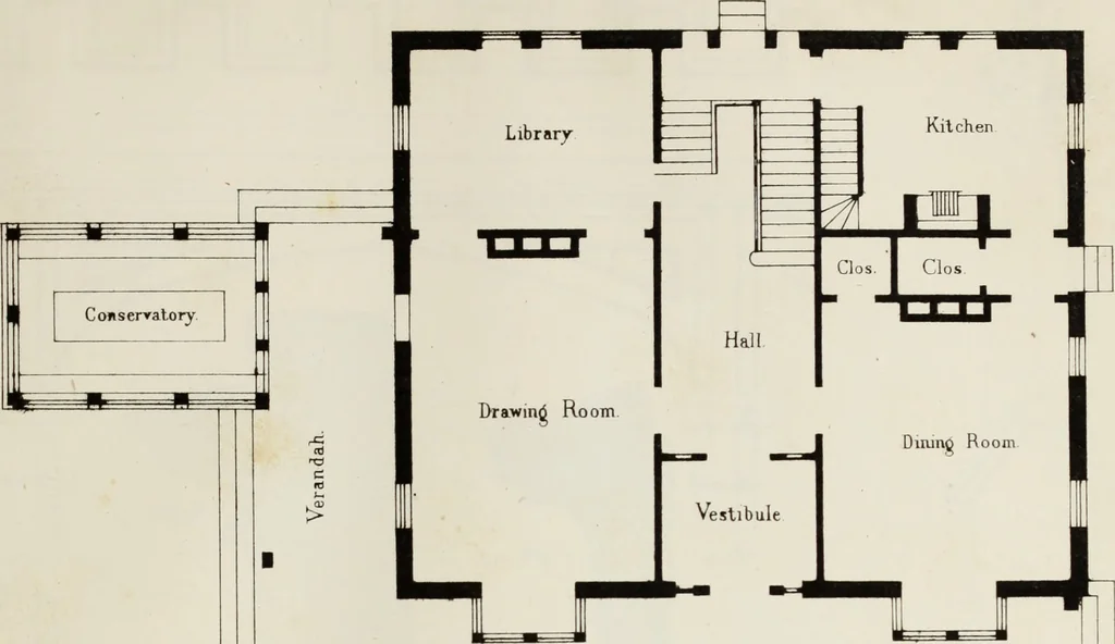An illustration from The model architect : a series of original designs for cottages, villas, suburban residences, etc., accompanied by explanations, specifications, estimates, and elaborate details : prepared expressly for the use of projectors and artisans throughout the United States, 1852, leaf 74