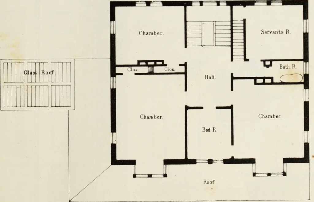 An illustration from The model architect : a series of original designs for cottages, villas, suburban residences, etc., accompanied by explanations, specifications, estimates, and elaborate details : prepared expressly for the use of projectors and artisans throughout the United States, 1852, leaf 74