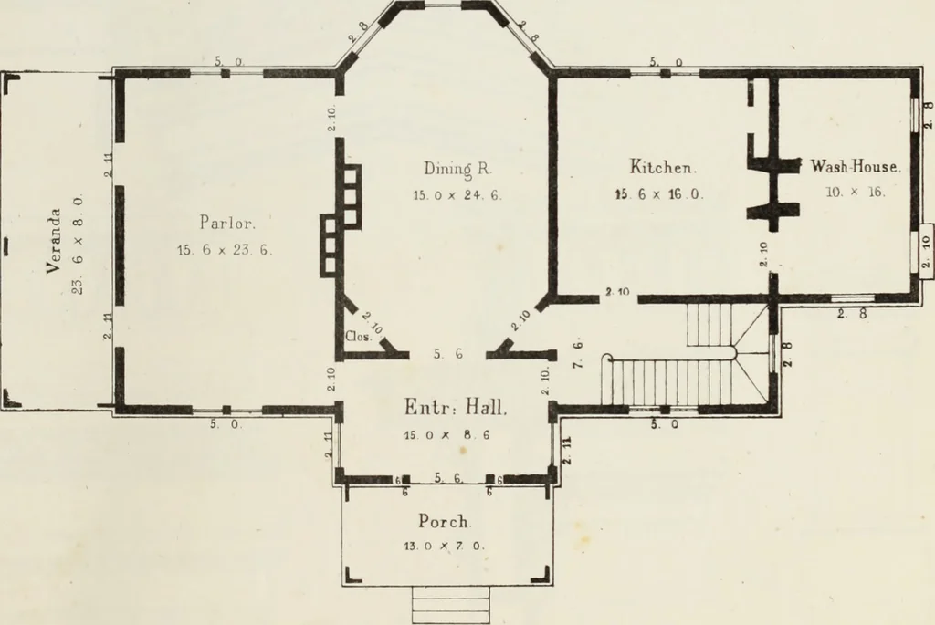 An illustration from The model architect : a series of original designs for cottages, villas, suburban residences, etc., accompanied by explanations, specifications, estimates, and elaborate details : prepared expressly for the use of projectors and artisans throughout the United States, 1852, leaf 84