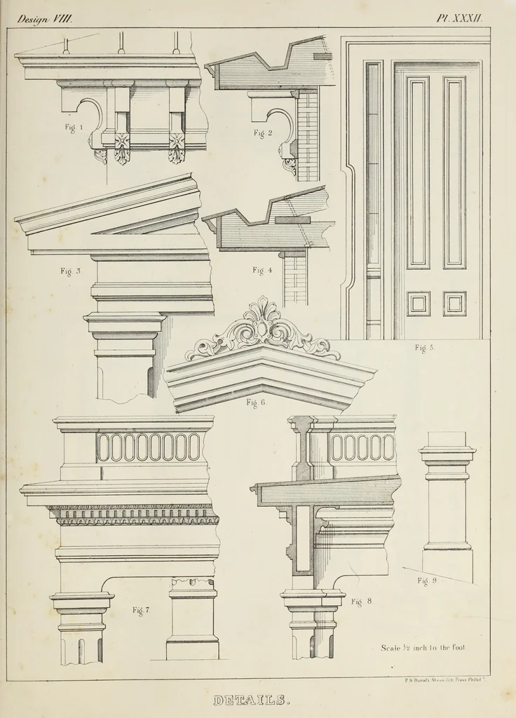 An illustration from The model architect : a series of original designs for cottages, villas, suburban residences, etc., accompanied by explanations, specifications, estimates, and elaborate details : prepared expressly for the use of projectors and artisans throughout the United States, 1852, leaf 86